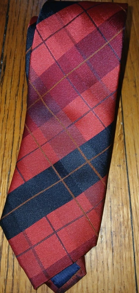 Corbata informal a cuadros 100 % poliéster rojo/negro azul marino antiguo para hombre Foto 1 de 4