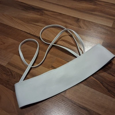 Toller, breiter Wickelgürtel Gürtel zum Binden Rindsleder weiß Leder-Gürtel - Bild 1 von 3