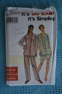 #8487 SIMPLICITY Sewing PATTERN Misses PYJAMAS Top/Pants SIZE XS-XL. NEW-UNCUT - Bild 1 von 1