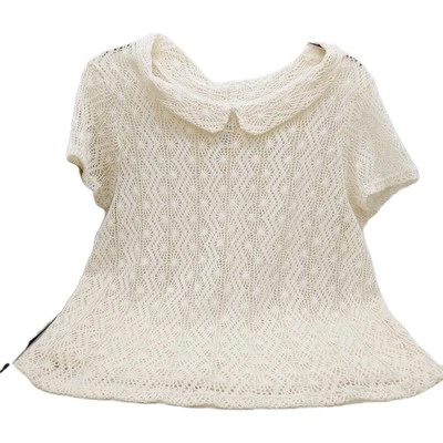 Blusa de punto de ganchillo talla XL blanco roto con cuello  Foto 1 de 4