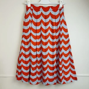 Womens Marimekko x Uniqlo Skirt XS Red Linen Cotton Midi Wavy Stripe Designer - Picture 1 of 10
