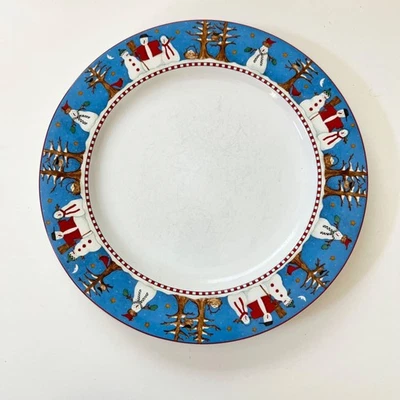 Y2K 复古樱花雪人餐盘 Debbie Mumm 制作 - Oneida 停产 — 第 1/4 张图片