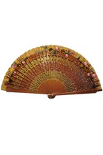 Ventaglio da giapponese o cinese geisha in legno con fiori colorati