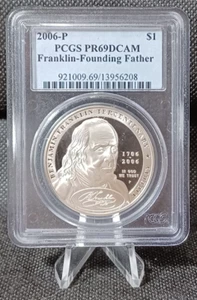 2006-P USA $1.00 FRANKLIN FOUNDING FATHER Silver Dollar PCGS PR69DCAM - Picture 1 of 4