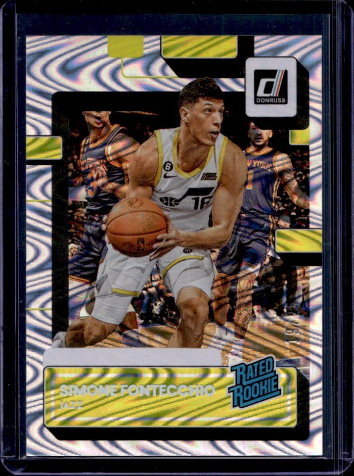 2022-23 Chronicles Donruss Simone Fontecchio Premium Swirl Rated Rookie RC 19/25