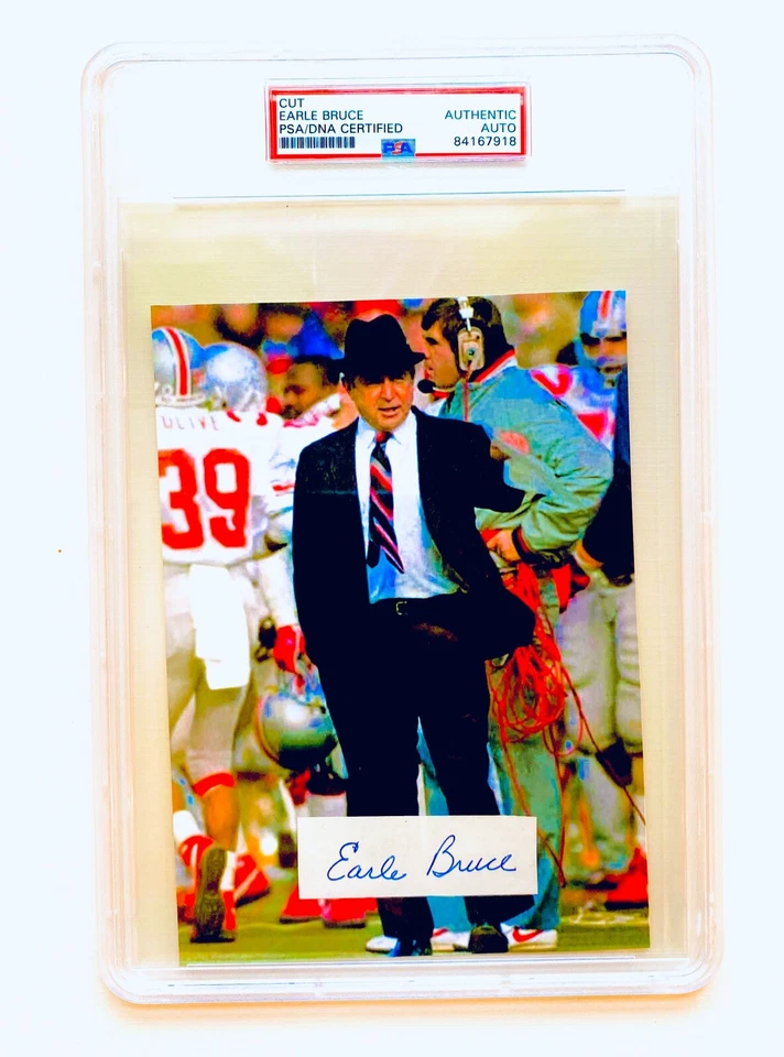 Earle Bruce Ohio State - Autograph Signed Cut 5X7 - Michigan Final Game - PSA - Image 1 of 1