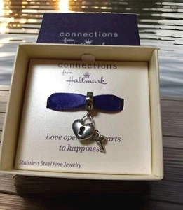 Hallmark Connections Charm Stainless Steel Bead Heart W / Key Holiday Christmas - Picture 1 of 6