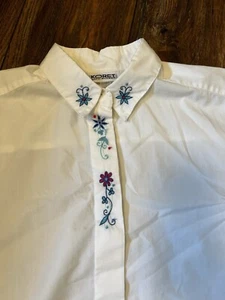 Vintage Koret Button up Women's Sz 18w Floral Embroidery Cottagecore Grannycore - Picture 1 of 7