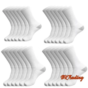 120 Pairs Bulk Men Women White Gray Crew Socks Sports Cotton Casual Running - Picture 1 of 8