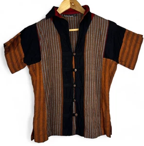 Barbara Samson Hand-Dyed Pure Cotton Shirt Petites Boho Hippie Festival Earthy - Picture 1 of 8