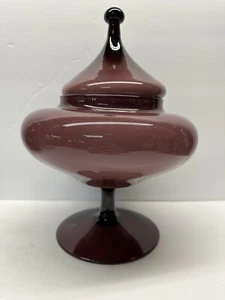 Gorgeous Amethyst Purple Empoli Footed Cased Candy Apothecary Jar - Picture 1 of 8