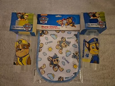 Paw Patrol 2 Pk Baby Bottles / Burp Cloth Chase Rubble BPA Free Med Flow - Image 1 of 4