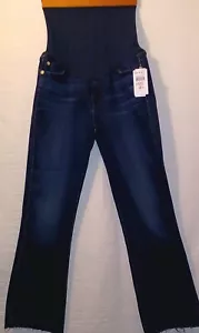 7 For All Mankind Maternity Jeans Crop Boot b(air) Stretch Denim 27 Dark NEW - Picture 1 of 12