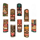 Set of 9 Hand-Carved Tropical Island Style Tiki Masks Wall Hangings 12 Inches