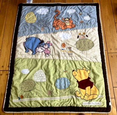Winnie the Pooh Baby Blanket Crib Comforter Pooh & Friends Disney 44" x 35" EUC - Image 1 of 4