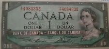 1954 $1 Dollar Canadian Note, Y/E4084332, Plastic Holder