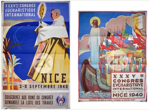 CONGRES EUCHARISTIQUE NICE SENECHAL Pape FAINO Christ Religion 2 Affiches 1940 - Imagen 1 de 1