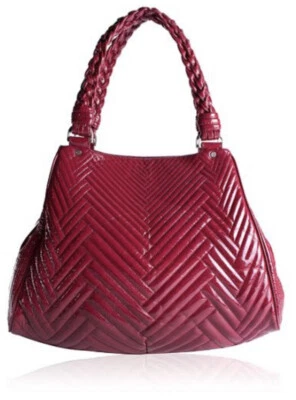 COLE HAAN Patent Leather Handbag Sugar Ruby Berry Laury Shoulder  Hobo Purse - Image 1 of 4