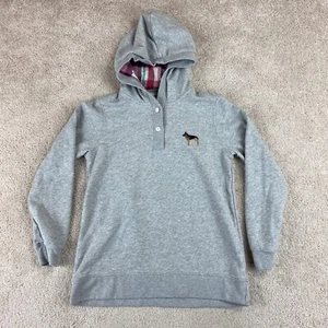 Lands' End Serious Sweats Hoodie Women Small 6-8 Gray Dog Embroidery Sweater - Picture 1 of 10