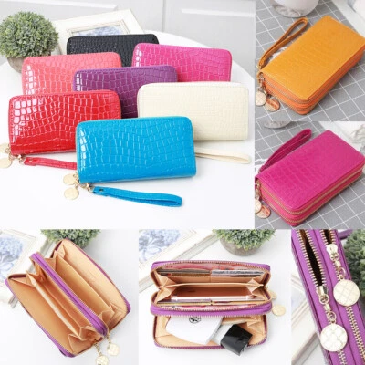 Moda Mujeres Cuero Largo Bolso sin asas Billetera Tarjeta de Crédito Cartera Soporte para Teléfono Bolso de mano Foto 1 de 4