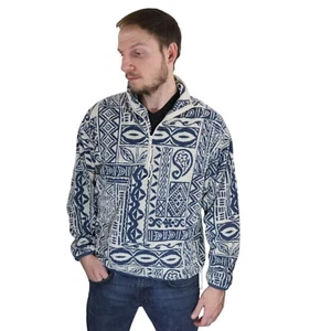 Vtg 90s Aztec Tribal Navajo Pullover Fleece Jacket Coat Mens Sz Small Sweatshirt - Picture 1 of 10