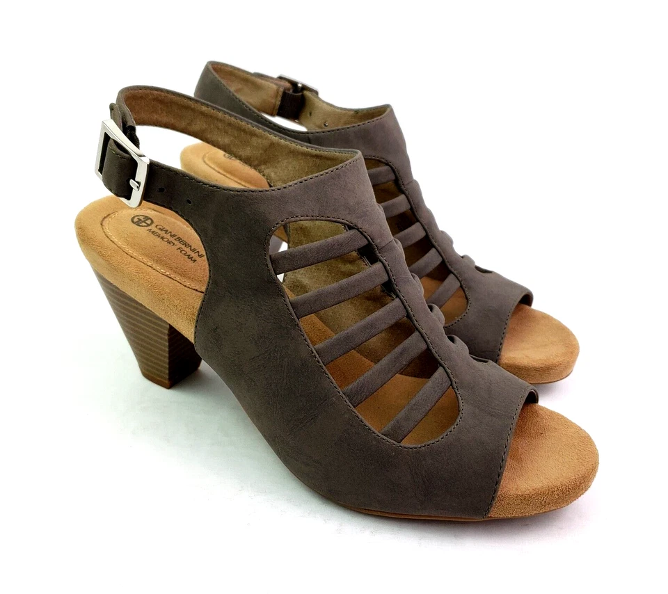 Giani Bernini Caileigh Womens Size 8 Grey Formal 3" Heel Peep Toe Sandal Shoes - Image 1 of 4