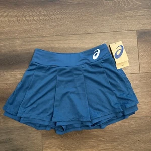 Asics Women Match Skort Teal Blue NWT Size XS Striped Tennis Athletic Wear - Picture 1 of 5