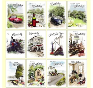 PACK OF 12 Birthday Cards - Multipack Assorted - Men Male Car Boat Bike Card - Picture 1 of 7