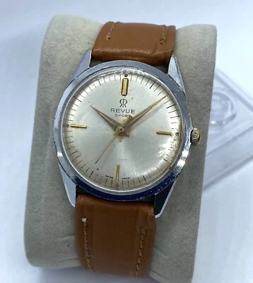 Vintage Revue Sport Watch Men's 17 Jewels Swiss Made 34mm Caliber 350 Rare Watch - Image 1 of 4