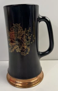 Black and Copper Colored Heavy Tall Beer Stein Glass Mug Lion VIP Three Crowns - Picture 1 of 7