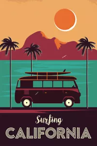 Surfing Marin California 1947 Art Wall Indoor Room Poster - POSTER 20x30 - Picture 1 of 4