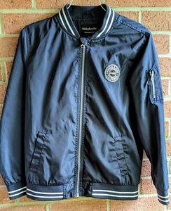 Rokka & Rolla Boys Varsity Jacket Sz L 10/12 Lightweight Navy Windbreaker Patch - Picture 1 of 7