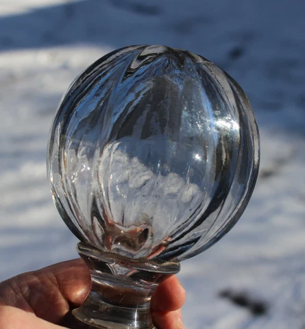 Antique French Victorian HEAVY Cut Glass NEWEL POST Finial Boule d'escalier Cover
