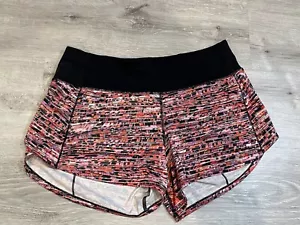Lululemon Speed Up Short 2,5" Flash Pleat orange bunt/schwarz Größe 6 Shorts - Bild 1 von 5