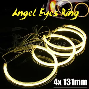 4X 131mm CCFL Angel Eyes 12V Standlicht Halo Ringe Gelb Für BMW E46 Scheinwerfer - Bild 1 von 5