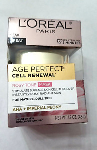 L'Oreal Paris Age Perfect Cell Renewal Rosy Tone Mask w/AHA+Peony, 1.7 oz New