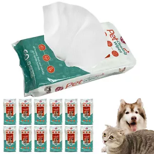 Paquete de 12 toallitas de aseo para mascotas perro gato baño seco lavado orejas limpias nariz glúteos patas 720ct - Imagen 1 de 1