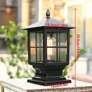 Outdoor Lamp Post Light Fixture Vintage Black Lantern Garden Gate Column Light - Picture 1 of 12
