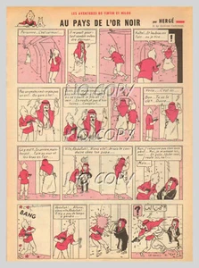 1958/59 TINTIN AU PAYS DE L'OR NOIR bichromie PL 49 paru dans l'écho de la mode - Picture 1 of 1