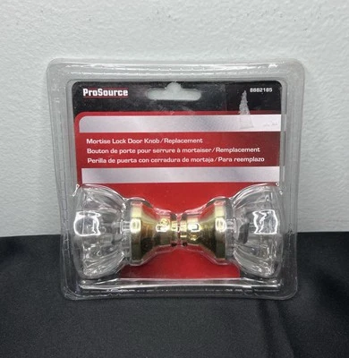 Perilla de puerta de cerradura de cristal de mortaja ProSource acabado latón pulido Foto 1 de 4