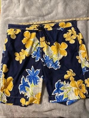 Tommy Bahama 38x9 Relax XL Blue w Floral Vibrant Yellow Lined Swim Trunks Shorts - Image 1 of 4