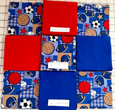 75 квадратов спортивной и однотонной ткани для лоскутного одеяла 4,5 дюйма новинка качественный хлопок вращающийся покрой - Изображение 1 из 4