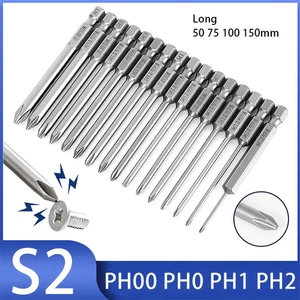 1/4'' S2 Hex Long Magnetic Impact Duty Screwdriver Drill Driver Bits Phillips - Picture 1 of 44