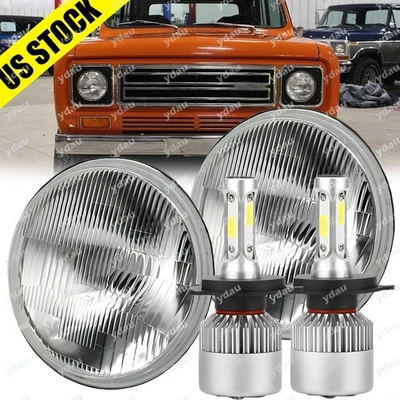 Par de faros LED redondos de 7 pulgadas Fit International Harvester Scout II 1973-1979 Foto 1 de 4