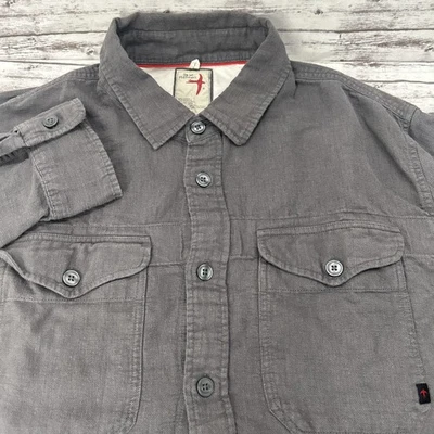 Camisa de Trabajo Relwen Slub Lino Para Hombre 2X Manga Larga Abotonada Gris Huckberry Foto 1 de 4