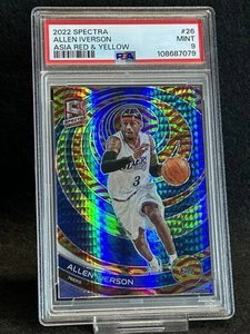 2022-23 Panini Spectra - Allen Iverson #26 Asia Red & Yellow Prizm /75 PSA 9 - Picture 1 of 3