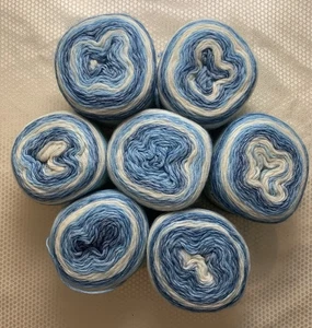 Silky Soft Gradient Ombre Cake Yarn DUSK SKY 7x 100g 280m Cotton Acrylic Wool - Picture 1 of 4