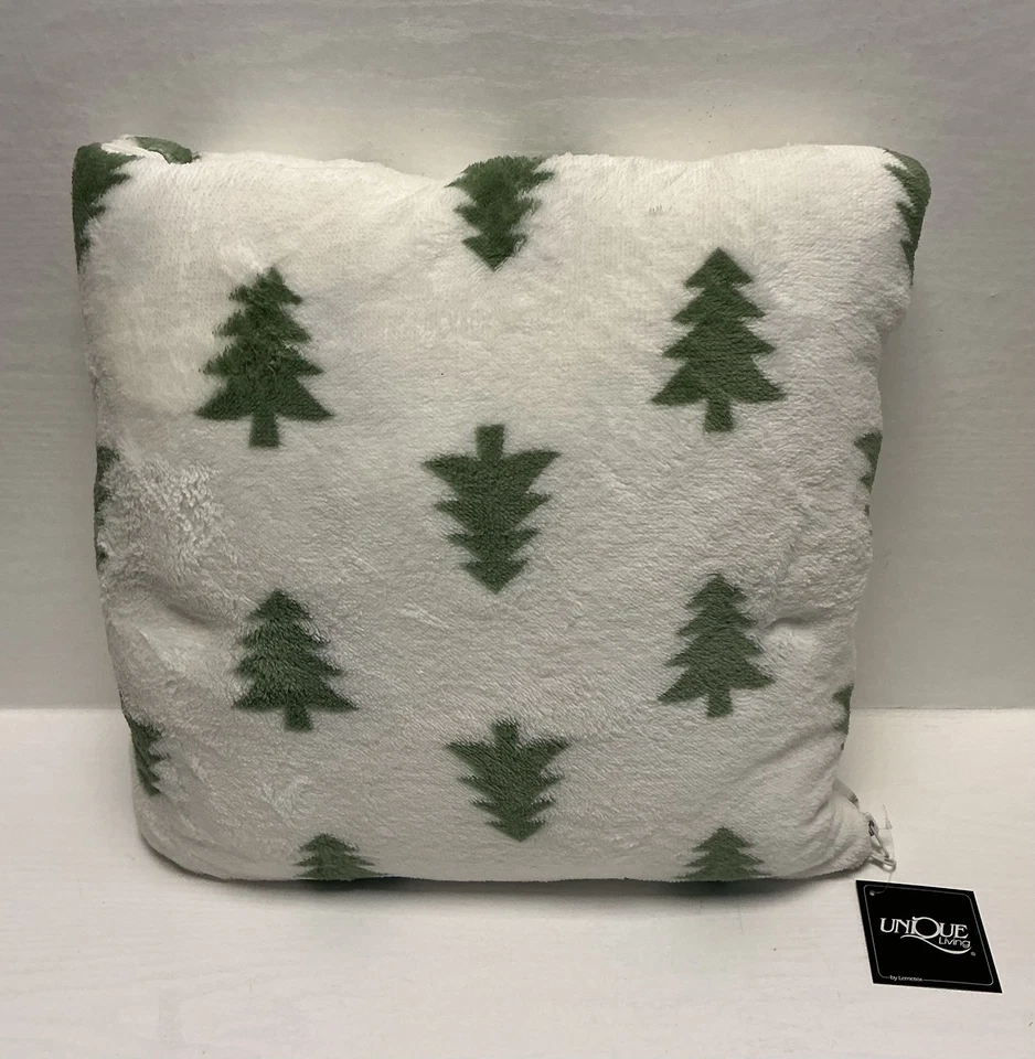 2 Stück 2in1 Deko Kissen mit Ärmeldecke 150x200cm rohweiß grün Tannenbaum - Bild 1 von 4