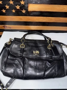 Coach Umhängetasche schwarz Pinnacle Madison Leder Klappe #18621 - Bild 1 von 13