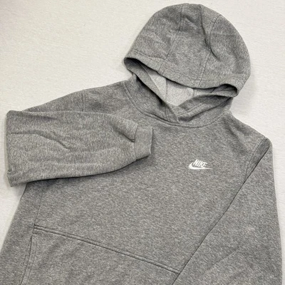 Nike Club Fleece Hoodie Boys XL Gray Sportswear Pullover Sweatshirt - Image 1 of 4